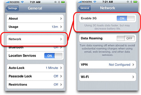 Turn off 3G network on iPhone - inLook.vn