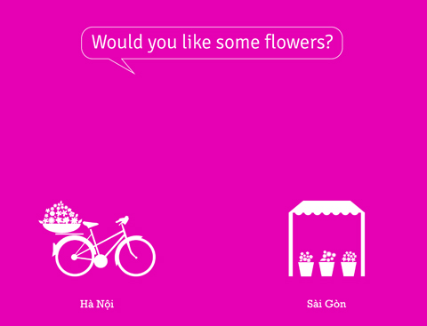 Nếu như ở Hà Nội chúng ta có thể bắt gặp hình ảnh những chiếc xe chở hoa đi bán dạo thì ở Sài Gòn hoa thường chỉ được bán ở trong nhà.