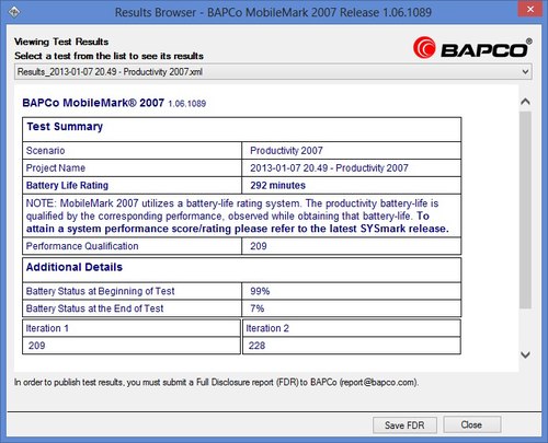 MobileMark 2007 là một trong những tiêu chuẩn hàng đầu dùng để đánh giá thời lượng pin laptop.